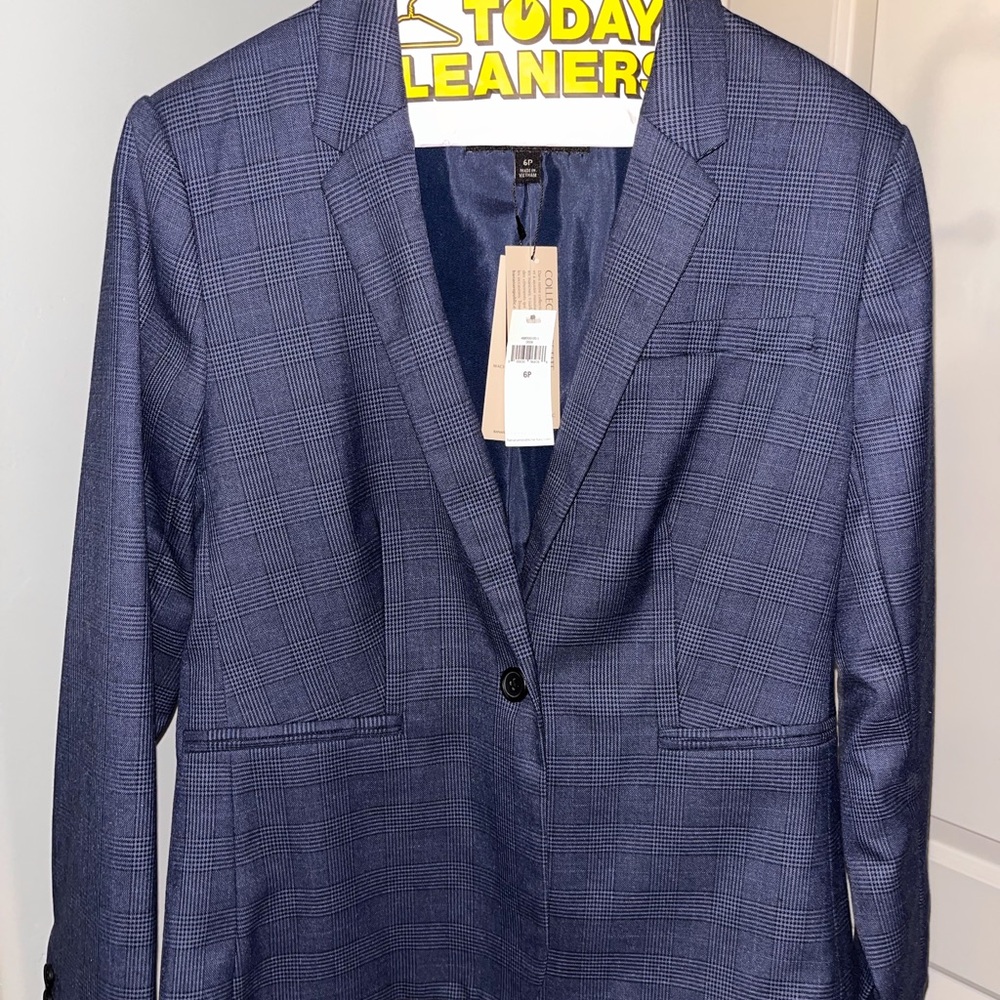 Banana Republic Navy Plaid Women's Blazer NWT